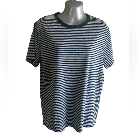 Broken English Grey and Navy Striped Crewneck Tee • Used • Size: Large - Picture 7 of 9